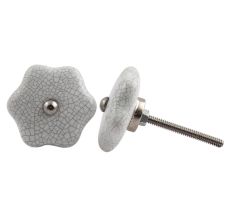 White Star Shape Crackle Ceramic Dresser Knob